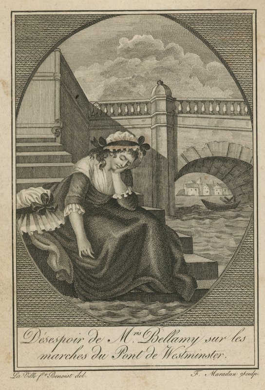 Mrs. Bellamy kétségbeesetten a Westminster Bridge lépcsőjén alkotó: English School
