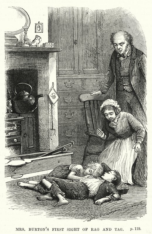 Mrs Burton első pillantása a Rag and Tag-ra (metszet) alkotó: English School