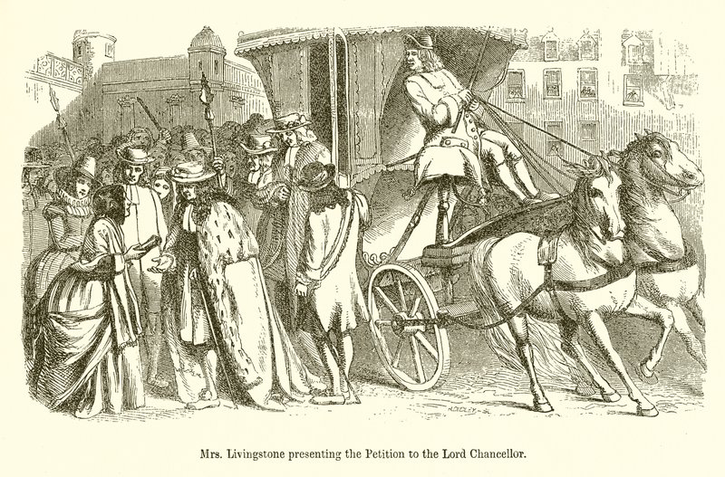Mrs. Livingstone bemutatja a petíciót a Lord Chancellornak alkotó: English School