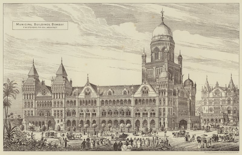 Városi épületek, Bombay (metszet) alkotó: English School
