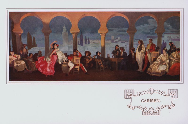 Falfestmények a Peter Robinson étteremben: Carmen (színes litográfia) alkotó: English School