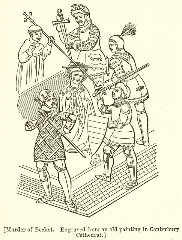 Becket meggyilkolása. Egy régi festményről vésve a canterburyi katedrálisban alkotó: English School
