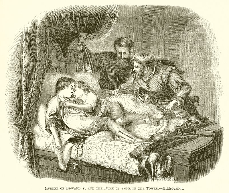 V. Edward és York hercegének meggyilkolása a Towerben. - Hildebrandt alkotó: English School