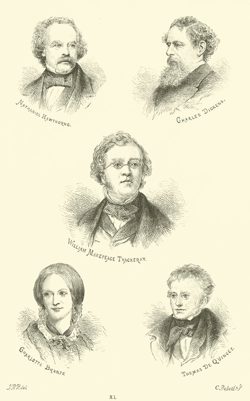 Szereplők: Nathaniel Hawthorne, Charles Dickens, William Makepeace Thackeray, Charlotte Bronte, Thomas De Quincey alkotó: English School