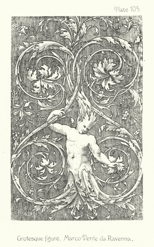 Természet az ornamentikában: Groteszk figura, Marco Dente da Ravenna (litó) alkotó: English School