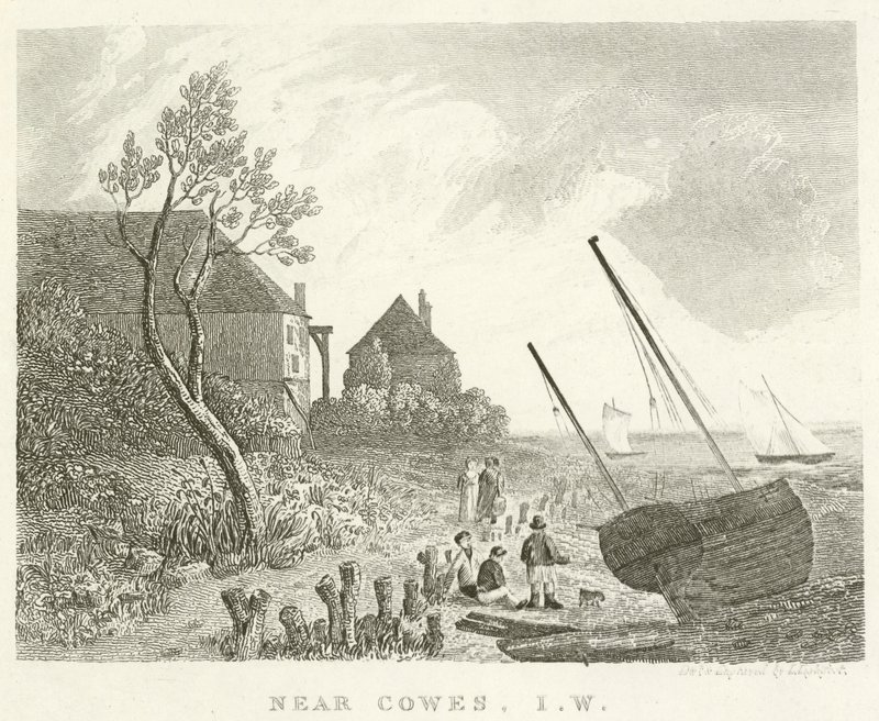 Cowes közelében, Wight-sziget (metszet) alkotó: English School