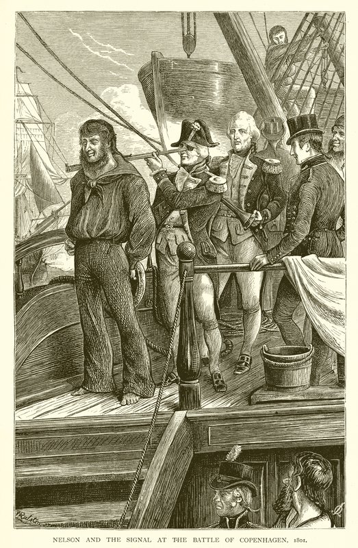 Nelson és a jel a koppenhágai csatában, 1801 alkotó: English School