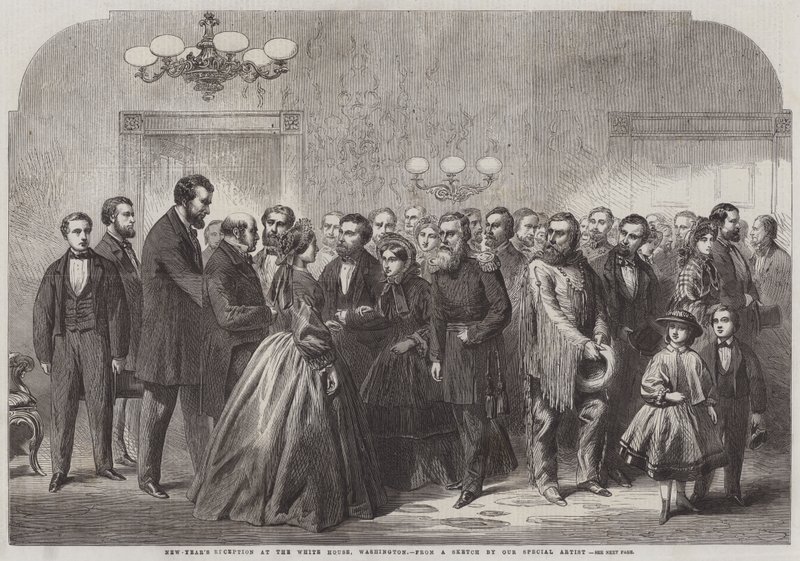 Újévi fogadás a Washingtoni Fehér Házban (metszet) alkotó: English School