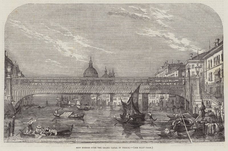 Új híd a velencei Canal Grande felett (metszet) alkotó: English School