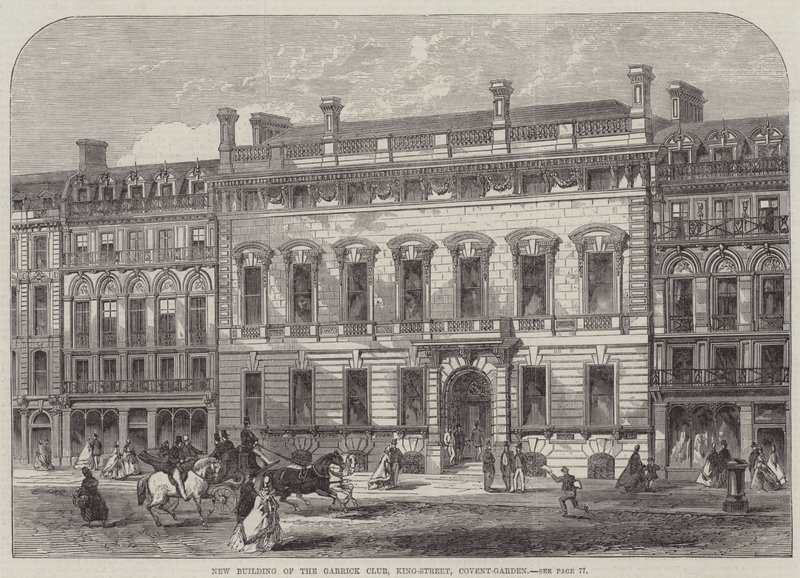 A Garrick Club új épülete, King-Street, Covent-Garden (metszet) alkotó: English School