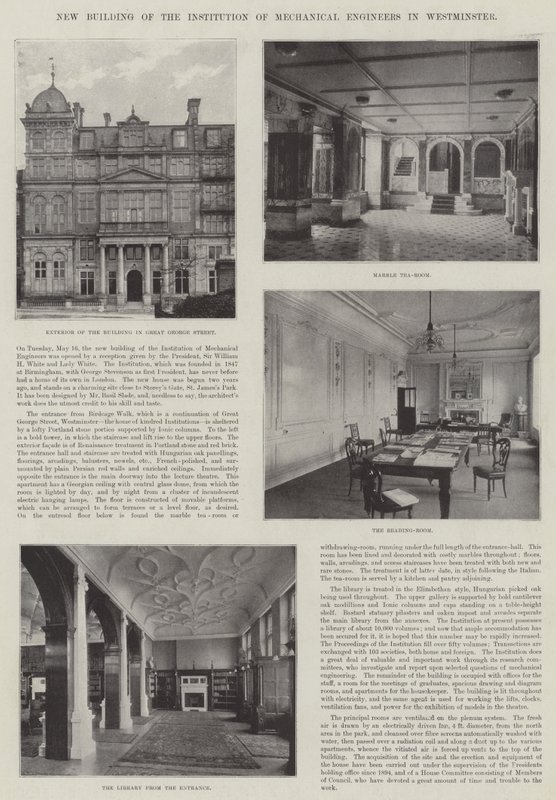 A Westminster-i Gépészmérnöki Intézet új épülete (metszet) alkotó: English School