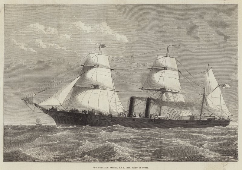 Új küldőhajó, HMS Iris, acélból alkotó: English School