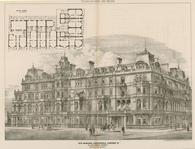 New Mansions, Chesterfield Gardens, London W, John Thomas Wimperis, építész alkotó: English School
