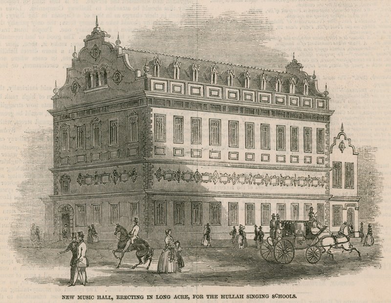 New Music Hall, amely Long Acre-ben épül fel, a Hullah Singing Schools számára alkotó: English School