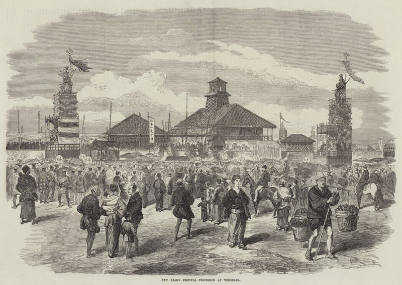 Újévi Fesztiválmenet Yokohamában (metszet) alkotó: English School