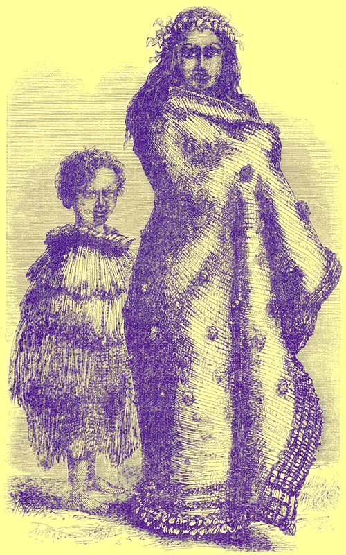 New Zealand Woman and Boy, Illusztráció a Notable Voyagersből, William Kingstontól, megjelent 1885-ben (digitálisan javított kép) alkotó: English School