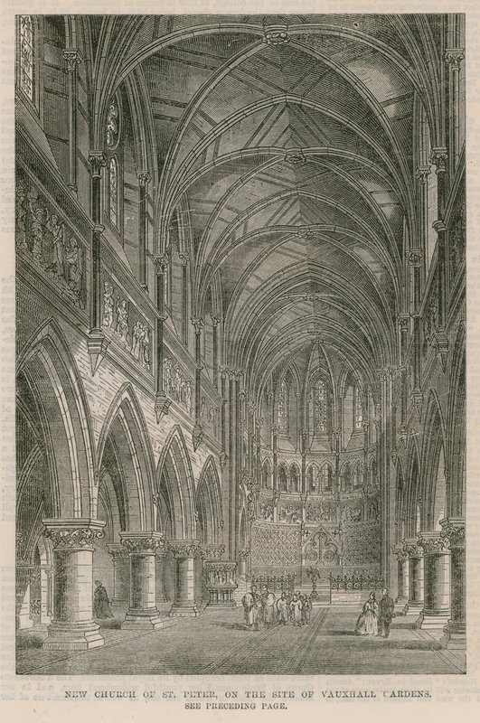 Új Szent Péter-templom a Vauxhall Gardens helyén alkotó: English School