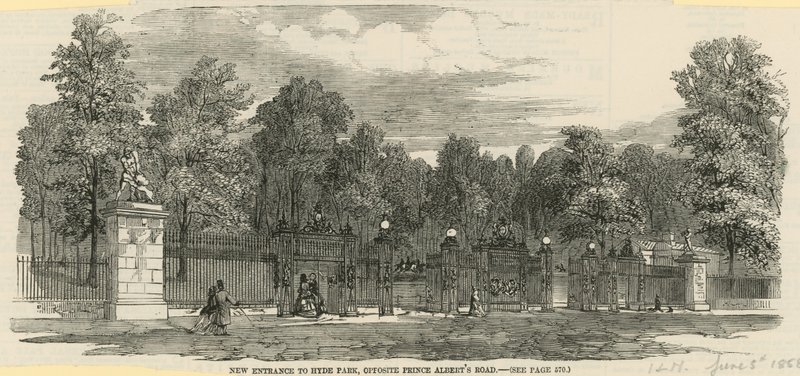 Új bejárat a Hyde Parkba, a Prince Alberts Roaddal szemben alkotó: English School