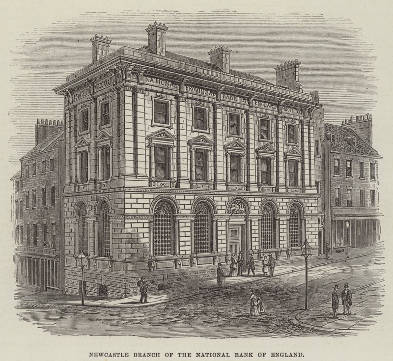A National Bank of England Newcastle-i fiókja (metszet) alkotó: English School