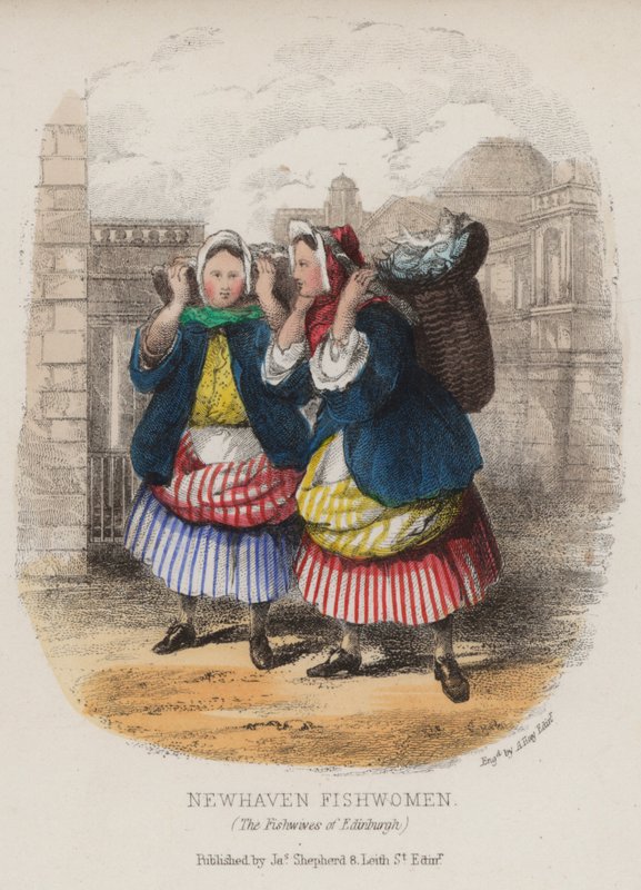 Newhaven fishwomen, Edinburgh (színes metszet) alkotó: English School