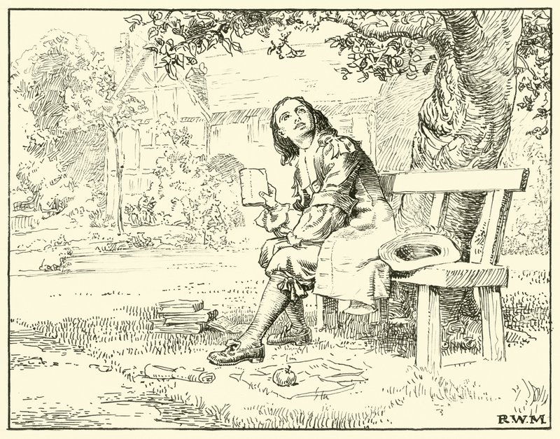 Newton és az Apple (tinta papíron) alkotó: English School
