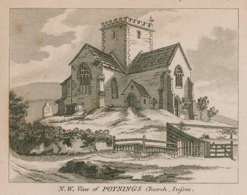 Északnyugati kilátás a Poynings-templomra Poyningsben alkotó: English School