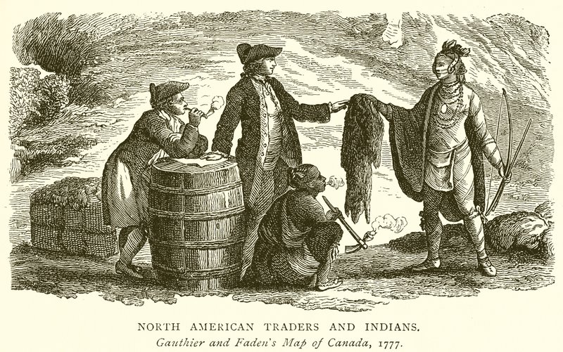 Észak-amerikai kereskedők és indiánok alkotó: English School