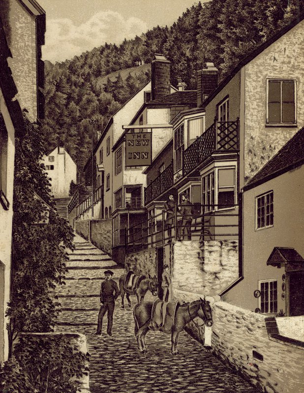 Észak-Devon: Clovelly, Main Street (litográfia) alkotó: English School