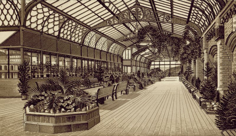 Észak-Devon: Victoria sétány, belső tér (litográfia) alkotó: English School