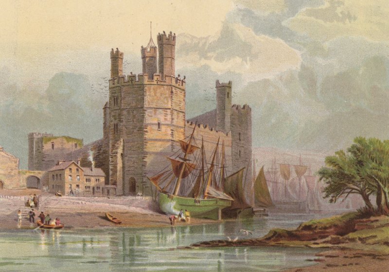 Walestől északra, Carnarvon kastély (színes litho) alkotó: English School