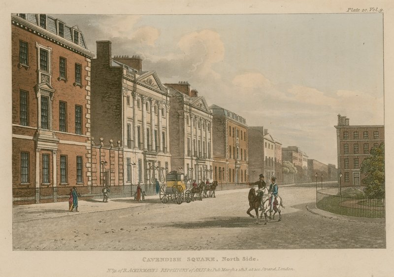 A Cavendish Square északi oldala, London alkotó: English School