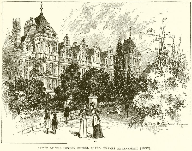 A London School Board irodája, Thames Embankment (1892) alkotó: English School