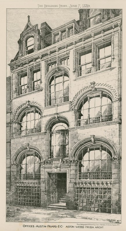 Irodák, Austin Friars, London EC, Aston Webb, építész alkotó: English School
