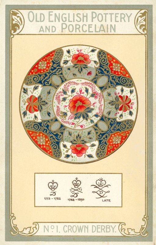Régi angol kerámia és porcelán: Crown Derby (színes litográfia) alkotó: English School