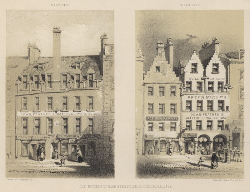 Régi házak a High Streeten, a kereszt közelében alkotó: English School