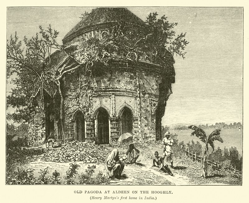 Régi pagoda Aldeenben a Hooghly-n alkotó: English School