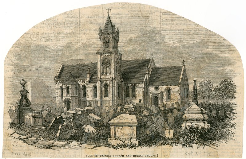 Old St Pancras templom, London, és a temető alkotó: English School
