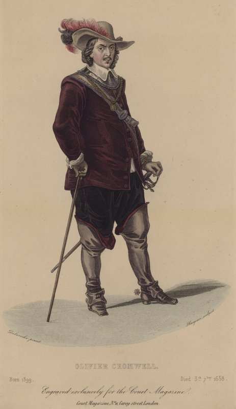 Oliver Cromwell, angol katona és politikus (színes metszet) alkotó: English School