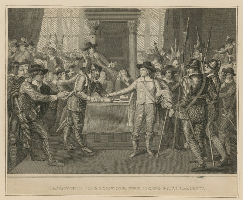 Oliver Cromwell feloszlatja a Hosszú Parlamentet alkotó: English School
