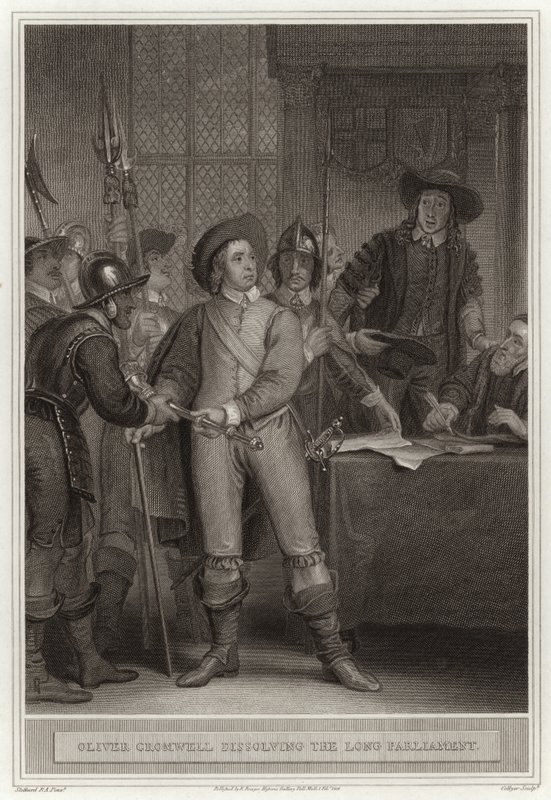 Oliver Cromwell feloszlatja a Hosszú Parlamentet alkotó: English School