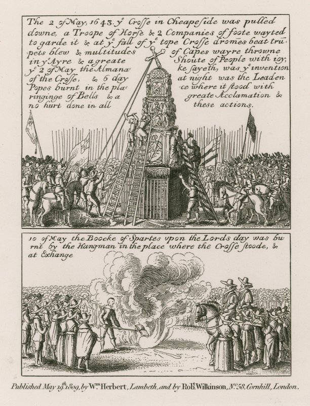 1643. május 2-án a londoni Cheapside-ban lebontották a keresztet alkotó: English School