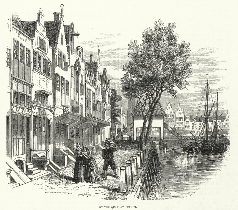 A rakparton, Leyden (metszet) alkotó: English School