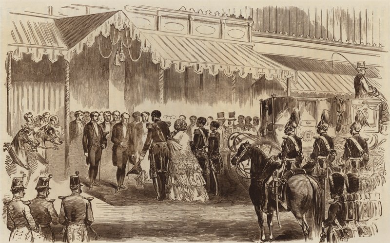 A Kristálypalota megnyitása, Őfelsége érkezése, 1854 alkotó: English School