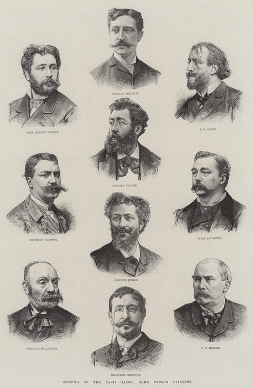 A Párizsi Szalon megnyitója, Néhány francia festő (metszet) alkotó: English School