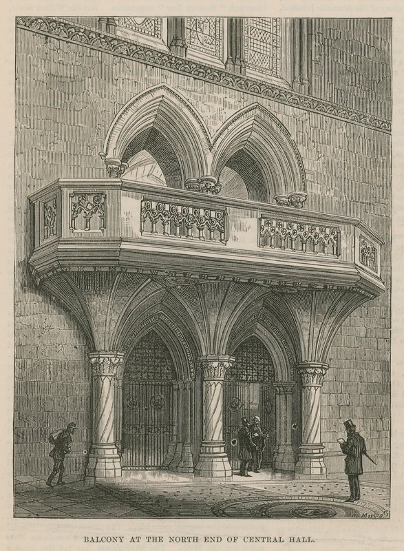 A Királyi Bíróság megnyitása: Erkély a Central Hall északi végén alkotó: English School