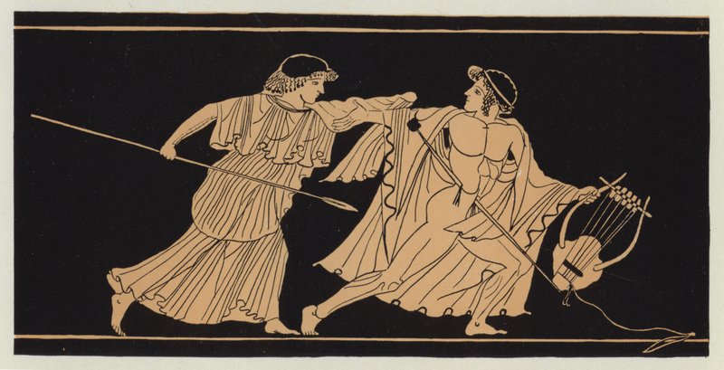 Orpheusz megtámadja egy trák nő (színes litográfia) alkotó: English School