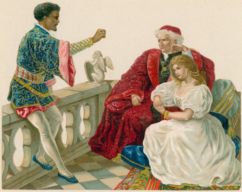 Othello Desdemonával és az apjával beszélget alkotó: English School