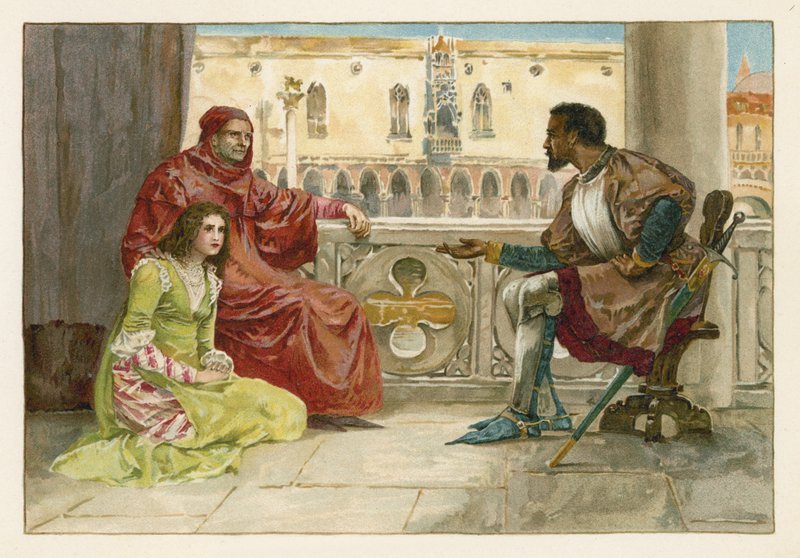 Othello Desdemonával és az apjával beszélget alkotó: English School