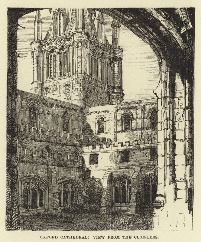 Oxford katedrális, kilátás a kolostorból alkotó: English School