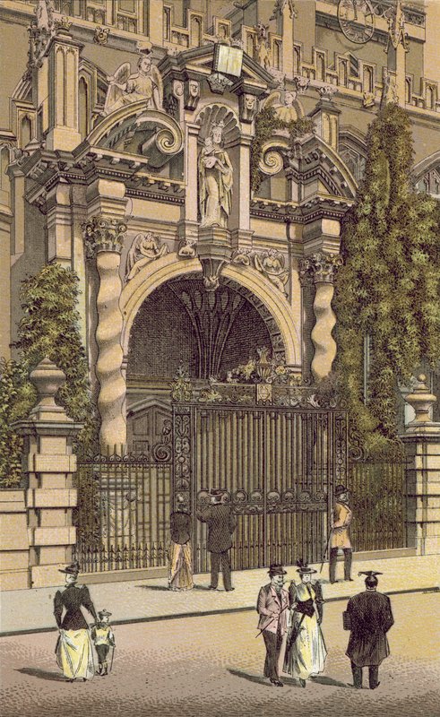 Oxford: Szűz Mária-templom tornáca (színes litográfia). alkotó: English School